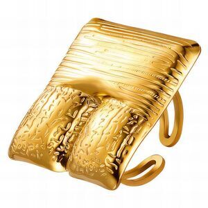 18K Gold Plated Women's Square Abstract Modern Finger Ring Open Back Waterproof